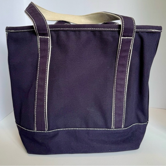 Lands' End Navy Blue Canvas Tote Bag with Embroidered Apple Teacher Gift - Picture 4 of 9